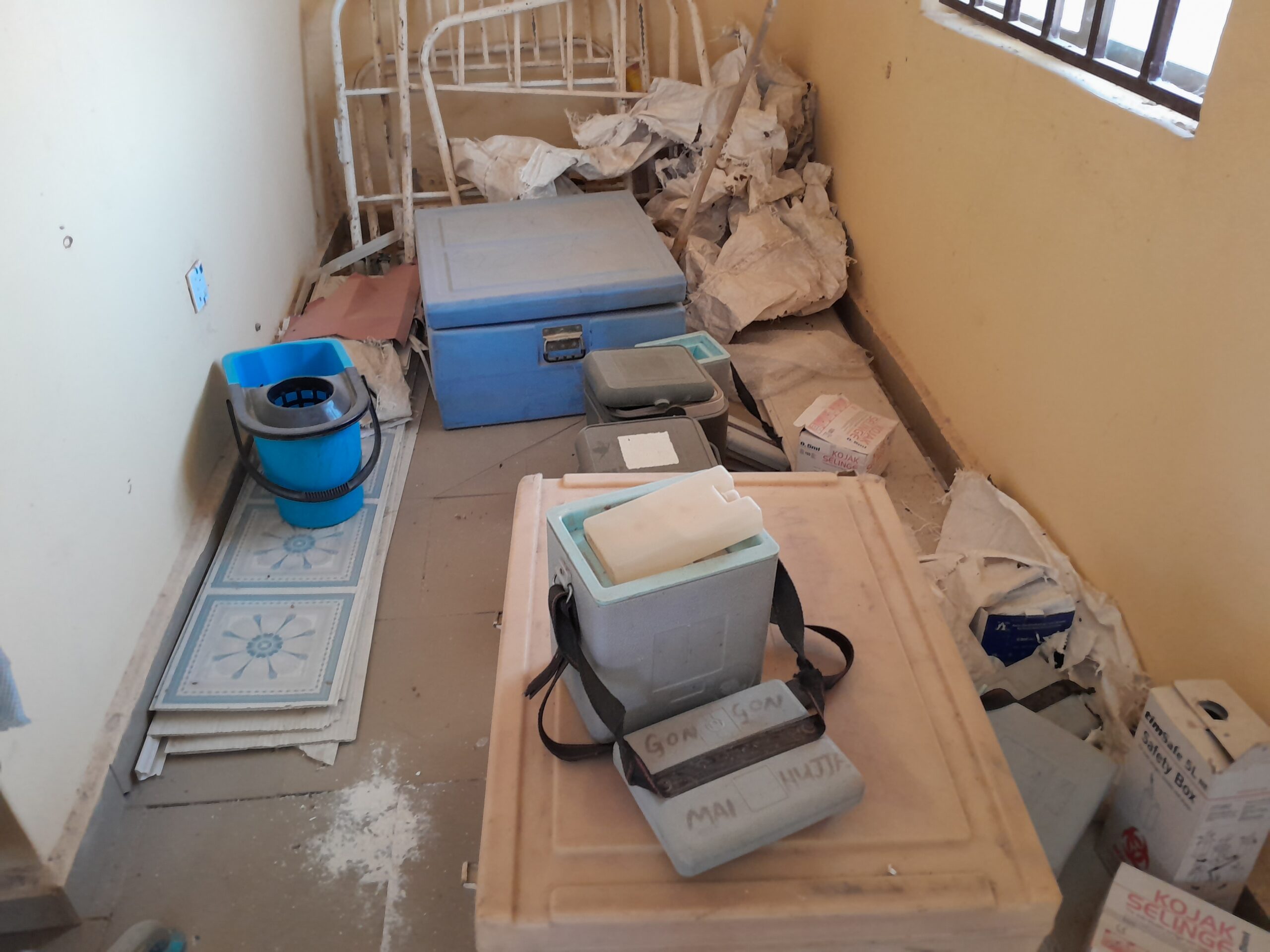 Medical equipment destroyed by the kidnappers when they invaded the healthcare facility looking for Halima. Photo Credit Yahuza Bawage.