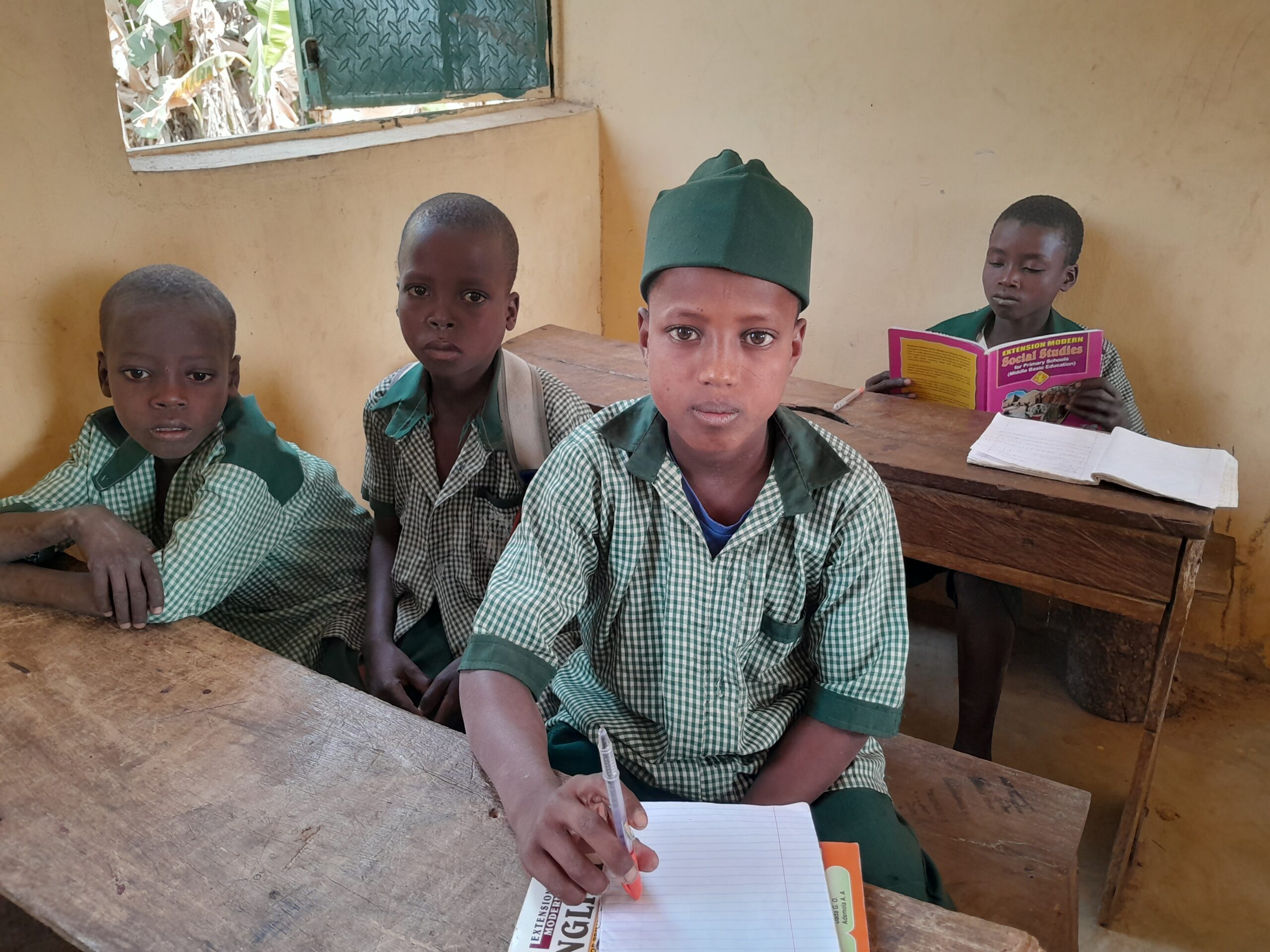 Abbas Adamu is aspiring to become an Engineer. For the meantime, he is focused on mastering the lessons they receive daily from their teacher. Photo Yahuza Bawage.