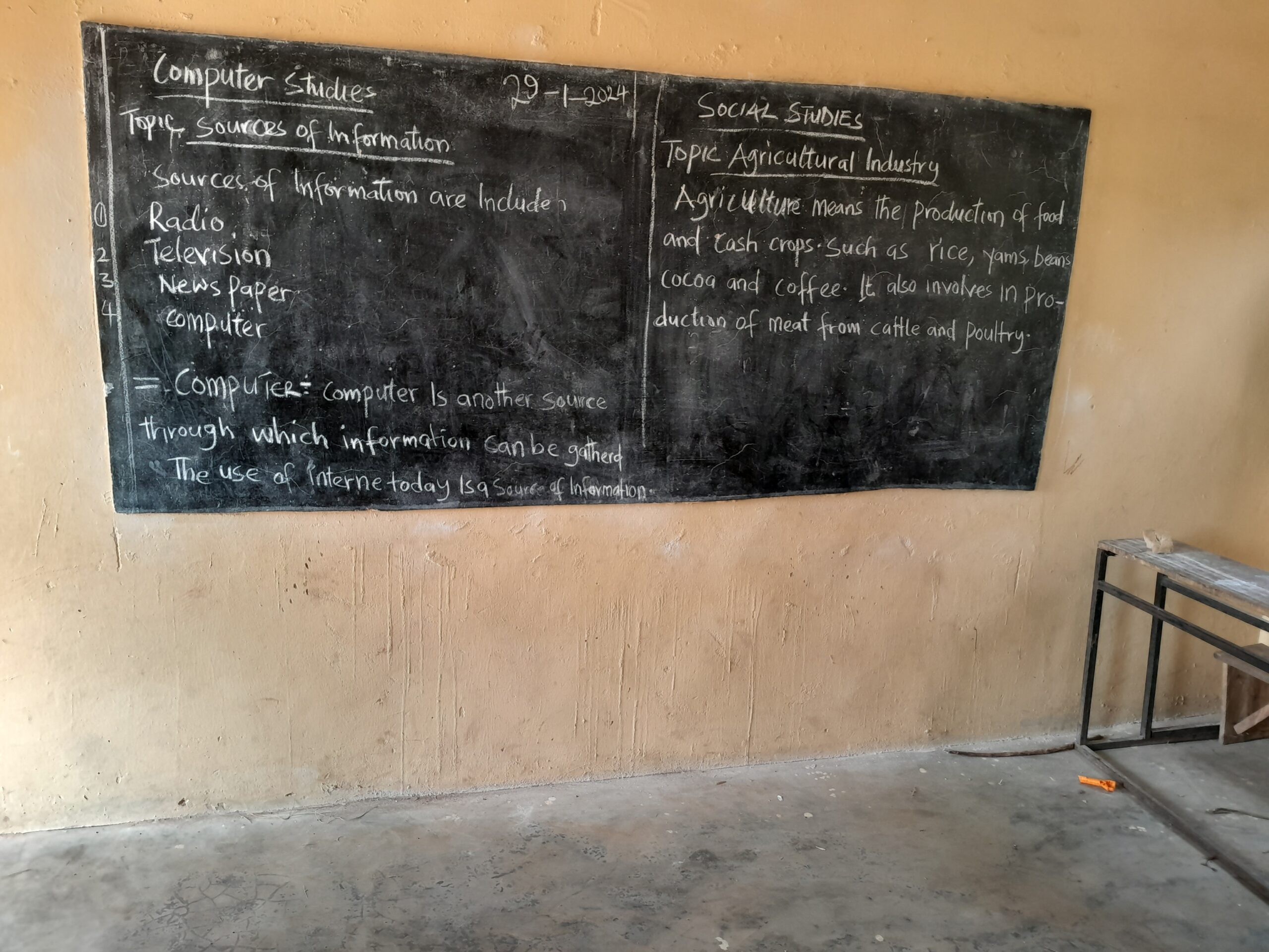 Abubakar Abdullahi was teaching the students a concept on Agricultural Science when I visited the school. Photo Yahuza Bawage.