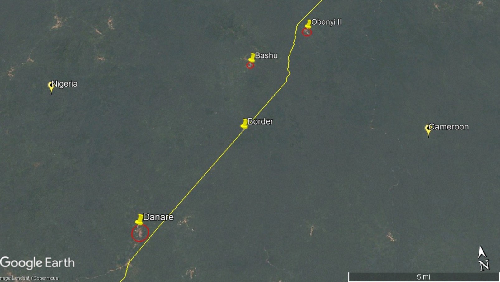 Position of all border villages. Image credit: Violet Ikong