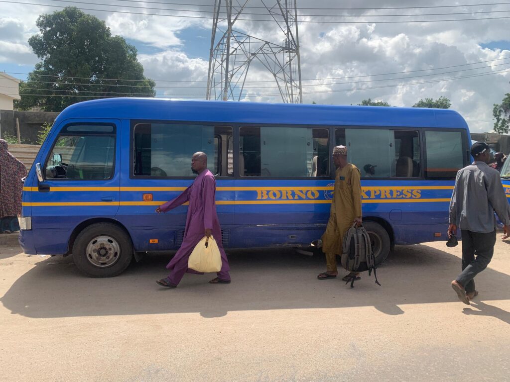 One of the buses picking up passengers in Maiduguri, Borno State. Photo Credit: Hadiza Ngulde