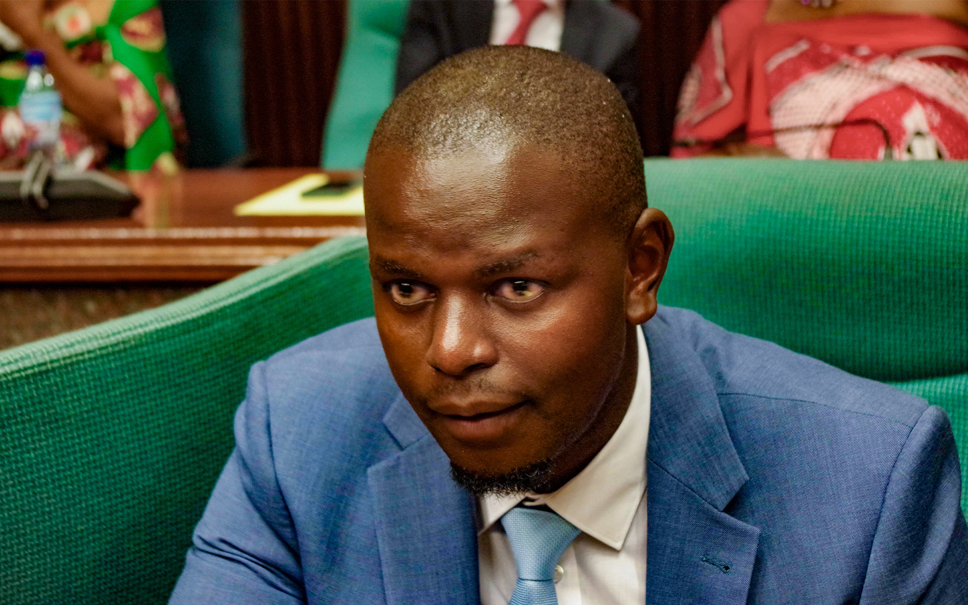 Zombodze Emuva Constituency MP Ntando Mkhonta in Parliament after he was sworn-in as an MP with fellow members of parliament. Photo: Nonduduzo Kunene, bird story agency