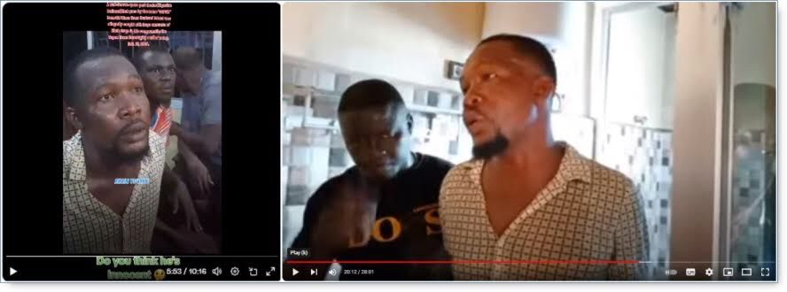 Screenshot of the video shared by the claimant, alongside a video report of the drug bust in Liberia