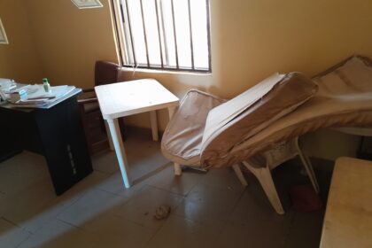 The only mattress serving patients at the facility was destroyed by the kidnappers. Photo Credit Yahuza Bawage.