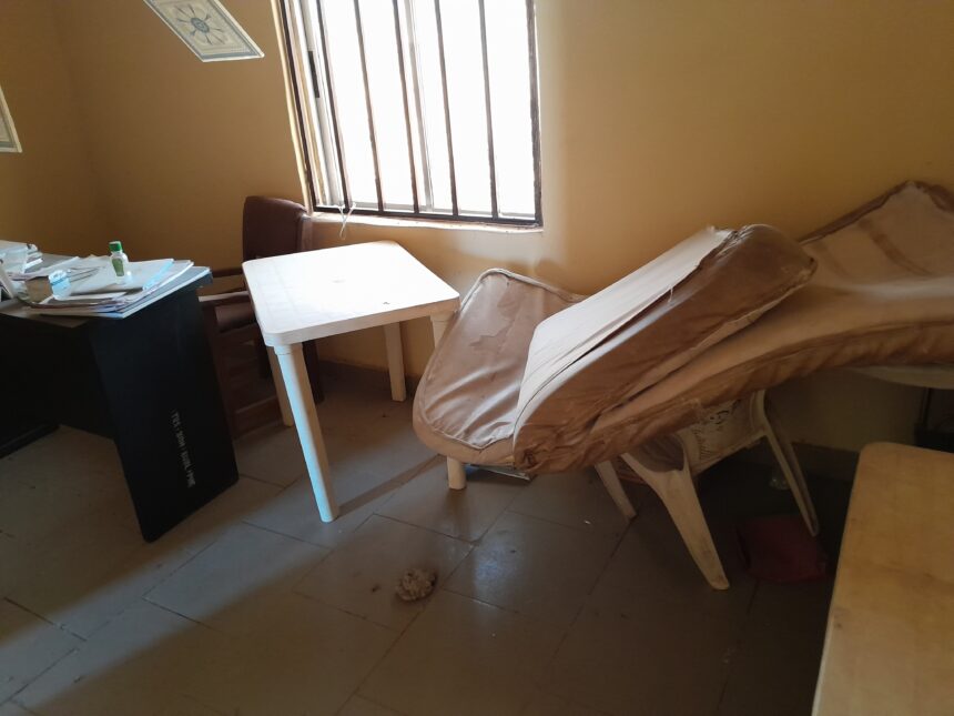 The only mattress serving patients at the facility was destroyed by the kidnappers. Photo Credit Yahuza Bawage.