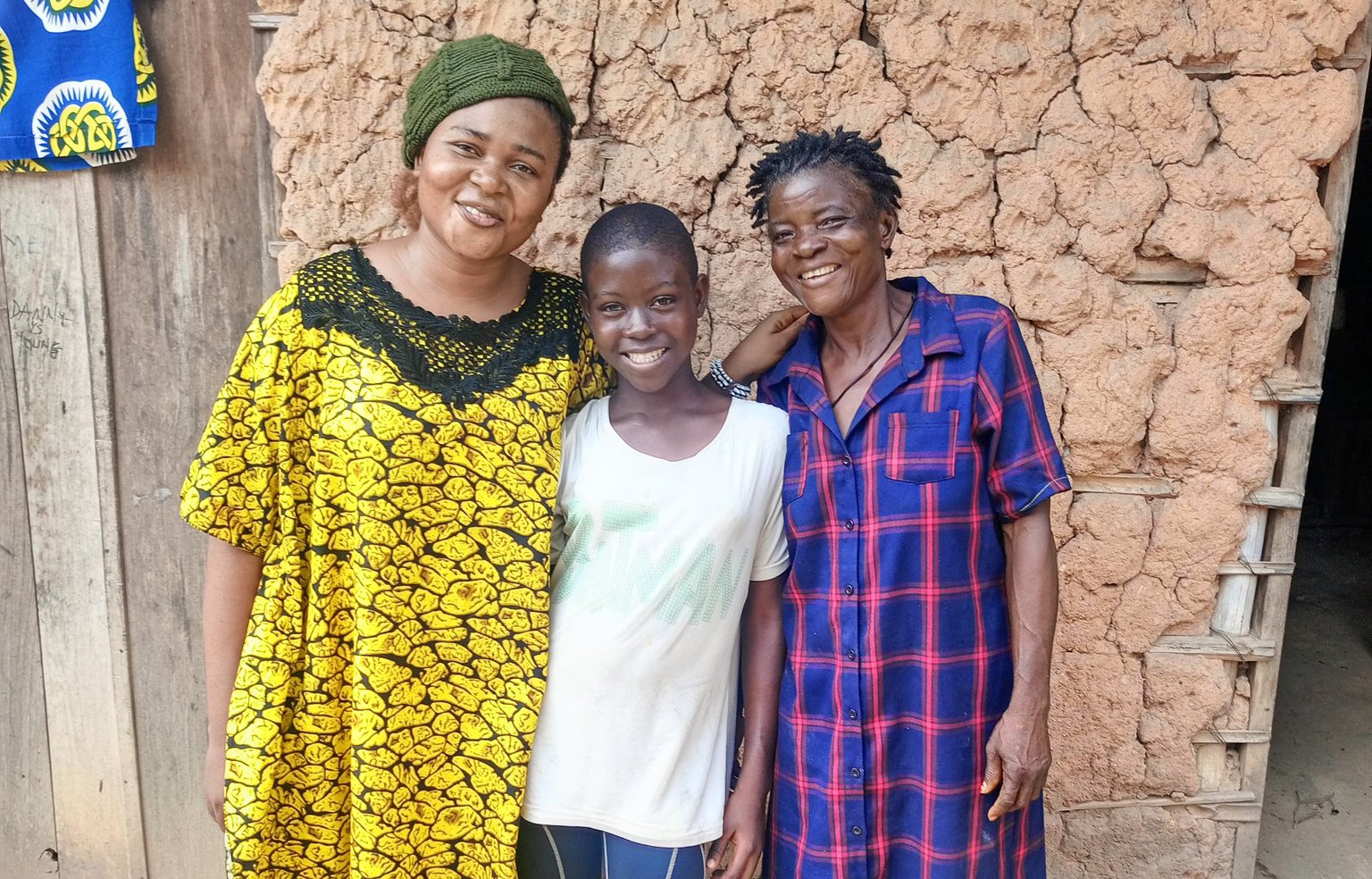 Founder of Bonicare Foundation (left) survivor - Gift Micheal Oki (center) and Mrs Eno Eyong (right). Photo credit: Bonicare Foundation.