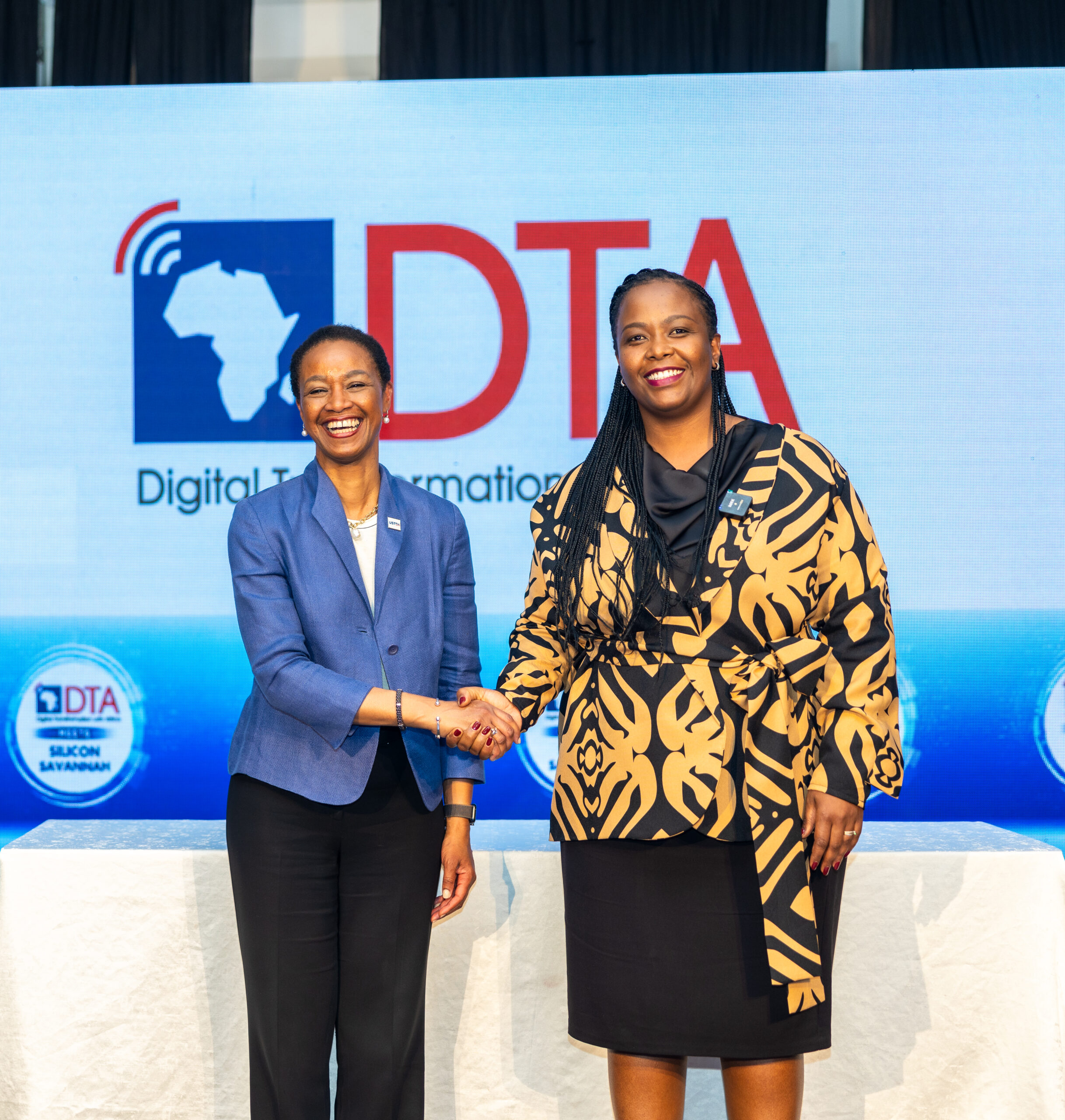 U.S. Trade and Development Agency Director Enoh T. Ebong and NBA Africa CEO Clare Akamanzi at the Triple-Double: NBA Africa Startup Accelerator launch. Photo credit: NBA Africa