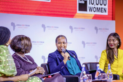 Kampeta Sayinzoga, CEO of Rwanda Development Bank (RDB), during a panel discussion at the African CEO Forum at Kigali, Rwanda. Photo credit: Bird story agency