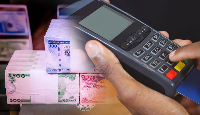 Stacks of newly minted Naira juxtaposed with a POS terminal. Photo credit: Punch