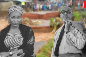 Hauwa Allahbura (left) is using a hashtag to draw attention to the state of public roads in Ogun State governed by Prince Dapo Abiodun (right)