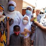 Family visit to distribute sunscreen in 2021 in Accra (Nima) by Kwame with Engage Now Africa