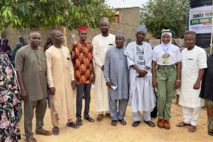 Zainab, NYSC officials, and the community members during the launch of the borehole project. Photo credit: Zainab Yetunde Adam.