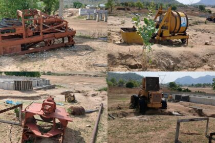 Construction equipment lay abandoned at the project site in Mararraban Lacheke. Photo credit: Yahuza Bawage.