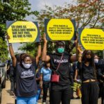 Nigerian protestors demand an urgent government response to reports of sexual violence and femicide during the Covid-19 lockdown. The June 2020 protests were led by the State of Emergency GBV Coalition.« picture: Tobi Tej x Stand to End Rape Initiative, courtesy of Oluwaseun Ayodeji Osowobi.