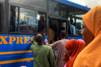 The Borno State mass transit buses are cheaper and availabl. Photo Credit: Hadiza Ngulde