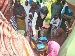 Zanna and his team engage female farmers at the Malari community of Yobe with climate resilient farming practices. Photo courtesy: Okpara Osim Foundation.