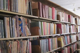 A cross section of a bookshelf at the National Library of Nigeria