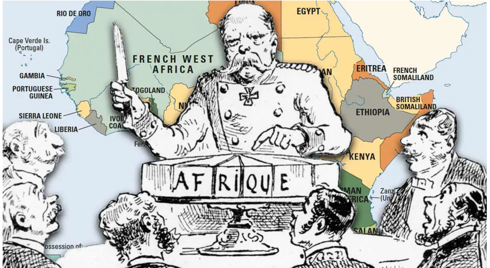 A cartoon depiction of the 1884 Berlin Conference