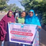 From right: Hajiya Aisha Usman and two women during a rally to mark 2024 World Aid Day in Kaduna