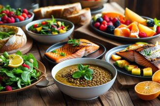 A table containing meals rich in nutrients