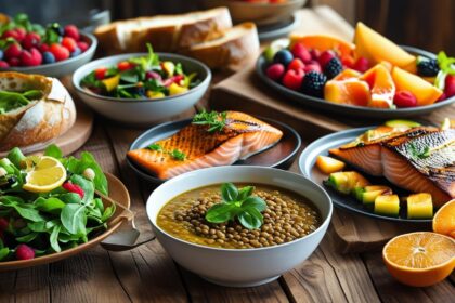 A table containing meals rich in nutrients