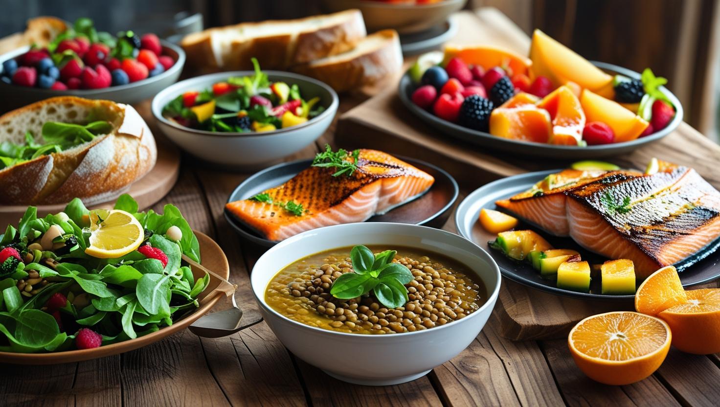 A table containing meals rich in nutrients