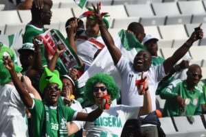 Excited Nigerian football fans