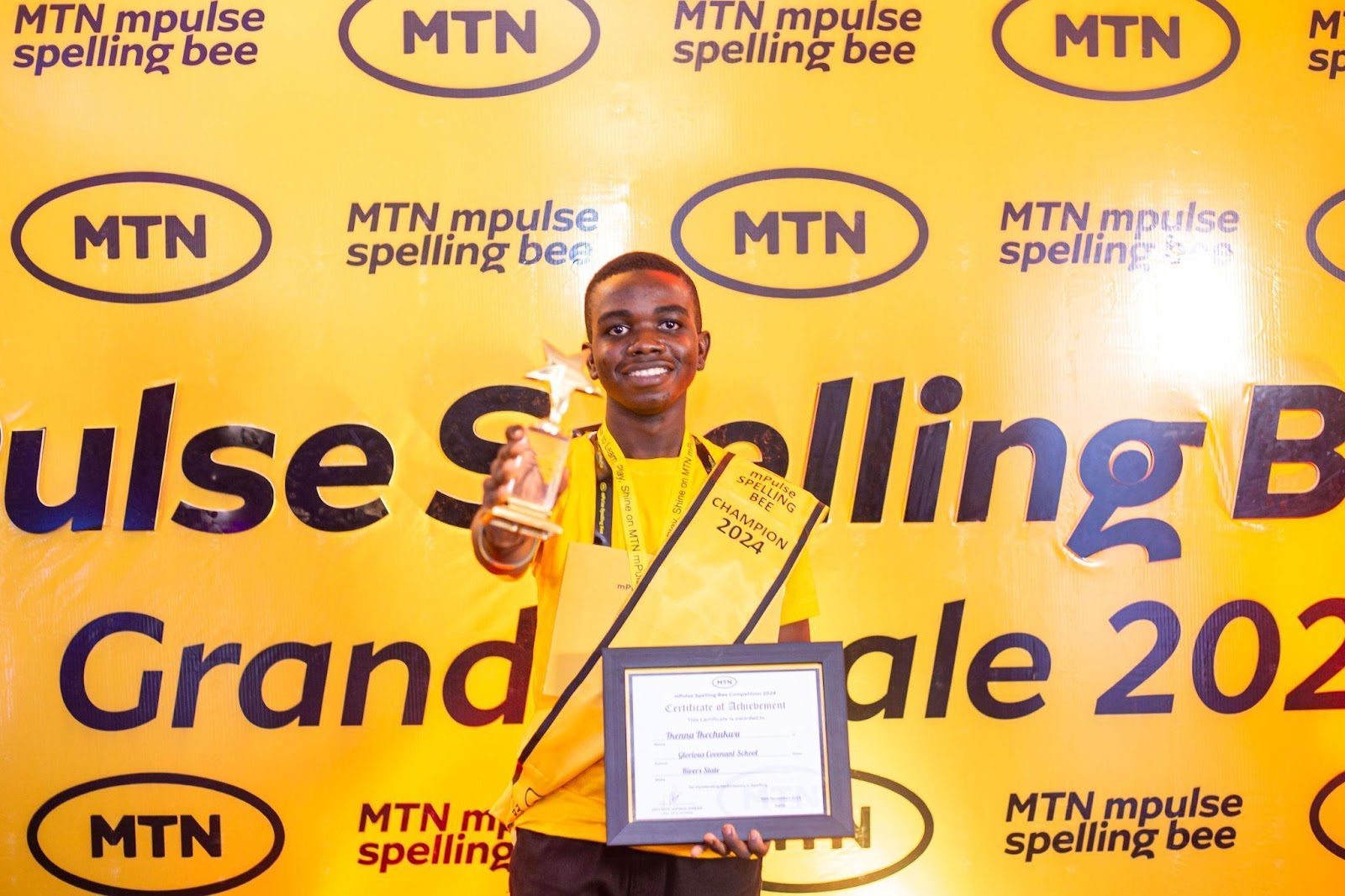 Ikenna Ikechukwu, winner of the 2024 MTN mpulse spelling bee