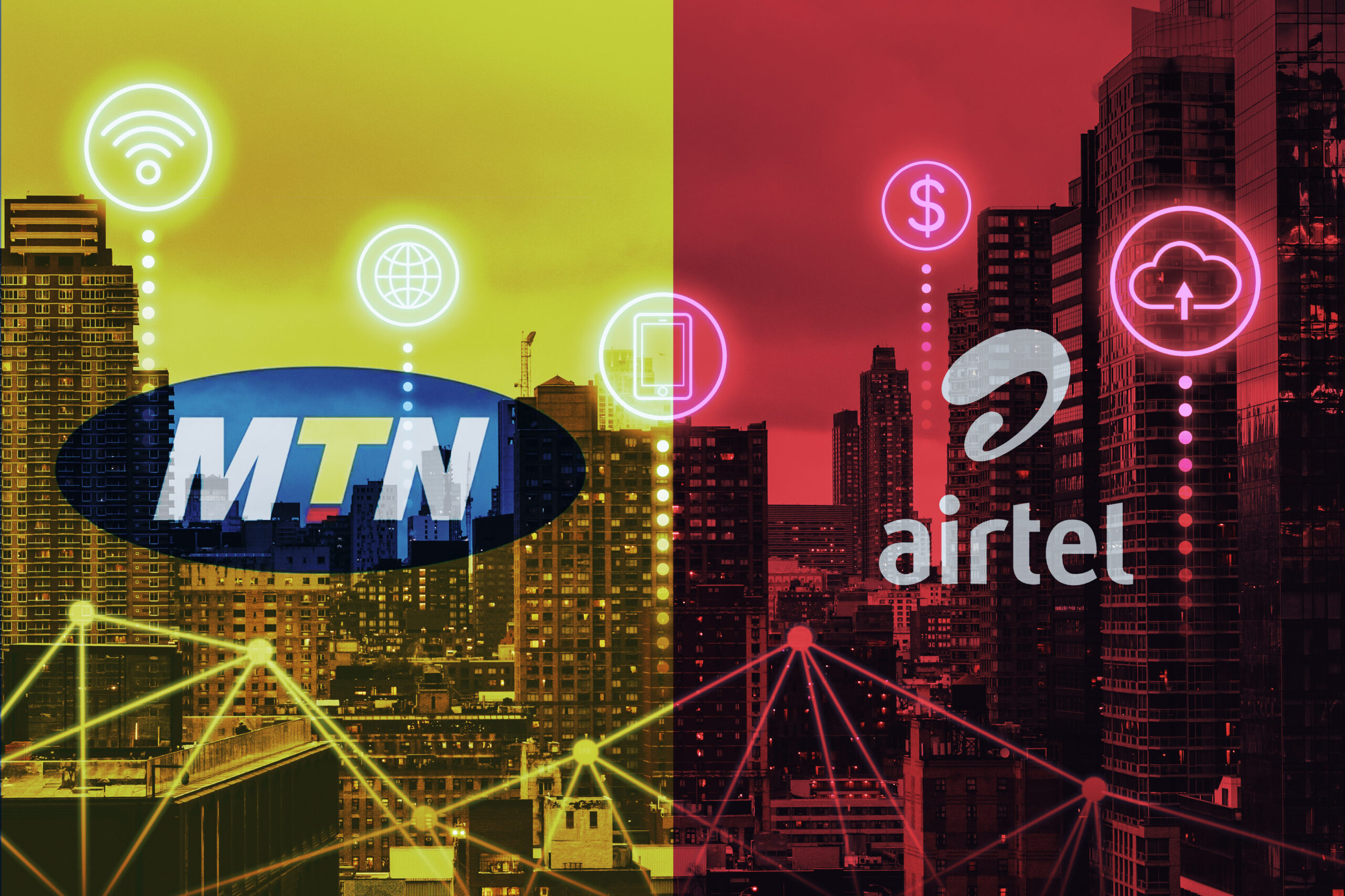Futuristic smart city with 5G global network technology