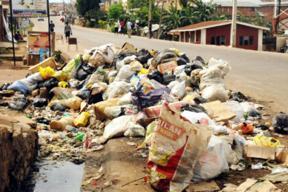 Refuse dumped along a street in Lagos