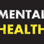 mental health writing text on black chalkboard illustration vector