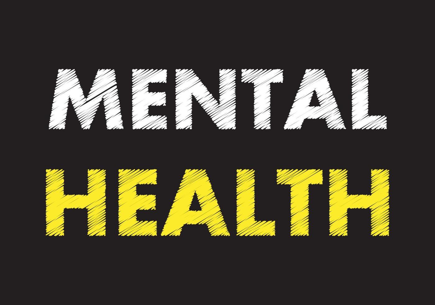mental health writing text on black chalkboard illustration vector