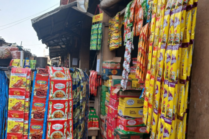 Rolls of packet spices in an open market. Credit: web image