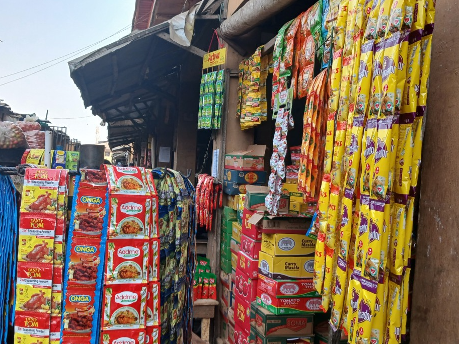 Rolls of packet spices in an open market. Credit: web image