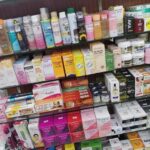 Cosmetics stacked on a shelf. Credit: web image