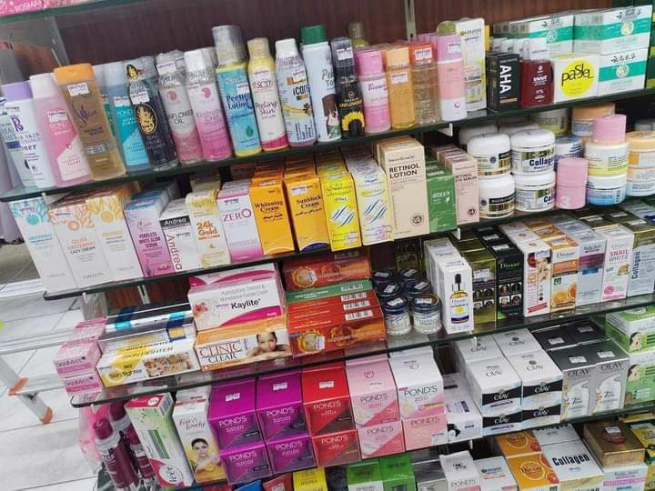 Cosmetics stacked on a shelf. Credit: web image